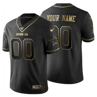 Dallas Cowboys Custom Men's Nike Black Golden Limited NFL 100 Jersey