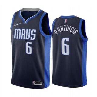 Dallas Mavericks #6 Kristaps Porzingis Navy NBA Swingman 2020-21 Earned Edition Jersey