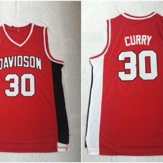 Davidson Wildcat 30 Stephen Curry Red Stitched College Basketball Jersey