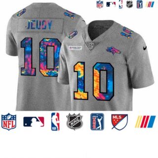 Denver Broncos #10 Jerry Jeudy Men's Nike Multi-Color 2020 NFL Crucial Catch NFL Jersey Greyheather