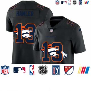 Denver Broncos #13 KJ Hamler Men's Nike Team Logo Dual Overlap Limited NFL Jersey Black