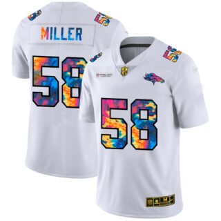 Denver Broncos #58 Von Miller Men's White Nike Multi-Color 2020 NFL Crucial Catch Limited NFL Jersey