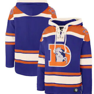Denver Broncos '47 Throwback Lacer Pullover Hoodie u2013 Royal
