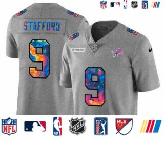 Detroit Lions #9 Matthew Stafford Men's Nike Multi-Color 2020 NFL Crucial Catch NFL Jersey Greyheather