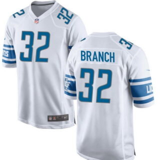Men's Detroit Lions #32 Brian Branch Game Whtie Jersey