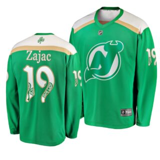 Devils 19 Travis Zajac Green 2019 St. Patrick's Day Adidas Jersey