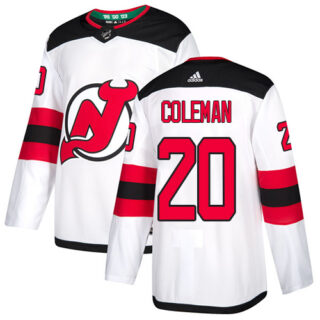 Devils #20 Blake Coleman White Road Authentic Stitched Hockey Jersey