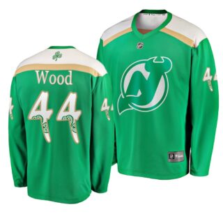 Devils 44 Miles Wood Green 2019 St. Patrick's Day Adidas Jersey