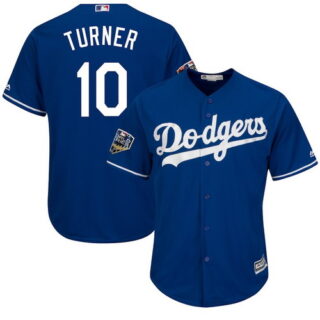 Dodgers 10 Justin Turner Royal 2018 World Series Cool Base Player Jersey