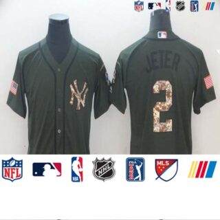 Dodgers 2 Derek Jeter Olive Camo Salute To Service Cool Base Jersey