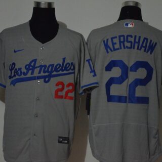Dodgers 22 Clayton Kershaw Gray 2020 Nike Flexbase Jersey