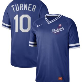 Dodgers #10 Justin Turner Royal Authentic Cooperstown Collection Stitched Baseball Jersey