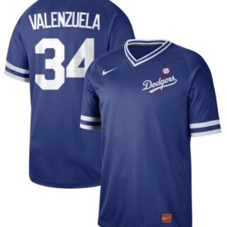 Dodgers #34 Fernando Valenzuela Royal Authentic Cooperstown Collection Stitched Baseball Jersey