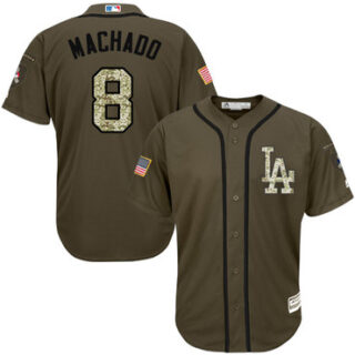 Dodgers #8 Manny Machado Green Salute to Service Stitched Baseball Jersey