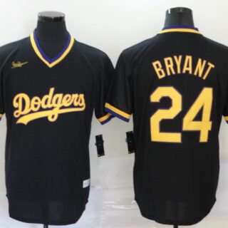 Dodgers 24 Kobe Bryant Black Nike Throwback Cool Base Jersey