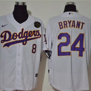 Dodgers 24 Kobe Bryant White 2020 Nike KB Cool Base Jerseys