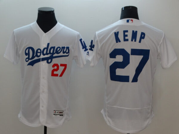 Dodgers 27 Matt Kemp White Flexbase Jersey