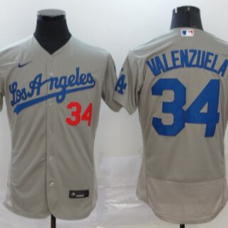 Dodgers 34 Fernando Valenzuela Gray 2020 Nike Flexbase Jersey
