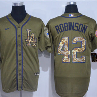 Dodgers 42 Jackie Robinson Olive 2020 Nike Cool Base Jersey