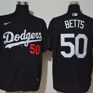 Dodgers 50 Mookie Betts Black 2020 Nike Cool Base Jersey