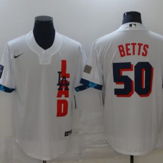 Dodgers 50 Mookie Betts White Nike 2021 MLB All-Star Cool Base Jersey