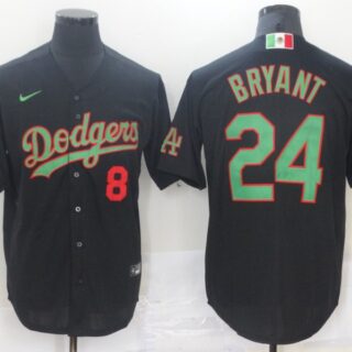 Dodgers 8 & 24 Kobe Bryant Black World Series Nike Cool Base Jersey