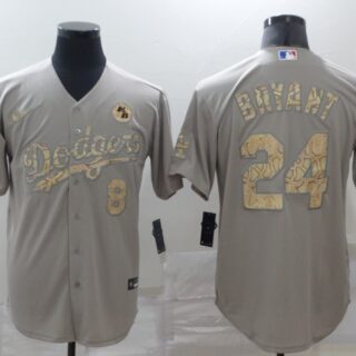 Dodgers 8 & 24 Kobe Bryant Gray Gold 2020 Nike KB Cool Base Jersey