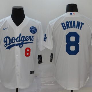 Dodgers 8 Kobe Bryant White 2020 Nike KB Cool Base Jerseys