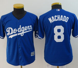 Dodgers 8 Manny Machado Royal Youth Cool Base Jersey