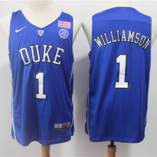 Duke Blue Devils 1 Zion Williamson Blue College Basketball Jersey