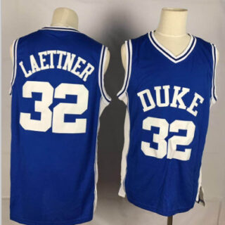 Duke Blue Devils 32 Christian Laettner Blue College Basketball Jersey
