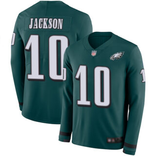 Eagles #10 DeSean Jackson Midnight Green Team Color Men's Stitched Football Limited Therma Long Sleeve Jersey