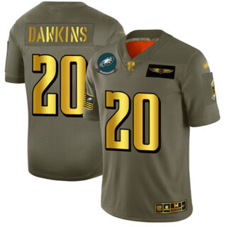 Eagles #20 Brian Dawkins Camo Gold Men's Stitched Football Limited 2019 Salute To Service Jersey