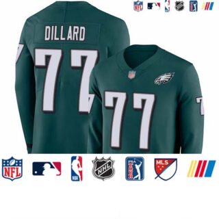 Eagles #77 Andre Dillard Midnight Green Team Color Men's Stitched Football Limited Therma Long Sleeve Jersey