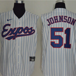 Expos 51 Randy Johnson White Nike Cool Base Sleeveless Jersey