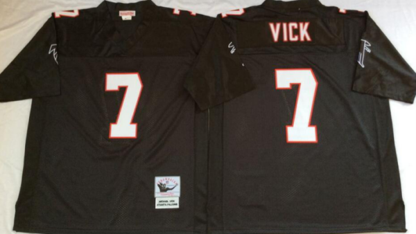 Falcons #7 Michael Vick Black Throwback Jersey
