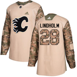 Flames #28 Elias Lindholm Camo Authentic 2017 Veterans Day Stitched Hockey Jersey