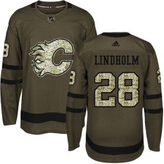 Flames #28 Elias Lindholm Green Salute to Service Stitched Hockey Jersey