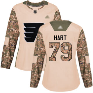 Flyers #79 Carter Hart Camo Authentic 2017 Veterans Day Women's Stitched Hockey Jersey