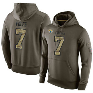 Football Men's Jacksonville Jaguars #7 Nick Foles Stitched Green Olive Salute To Service KO Performance Hoodie