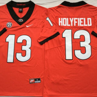 Georgia Bulldogs 13 Elijah Holyfield Red Nike College Football Jersey