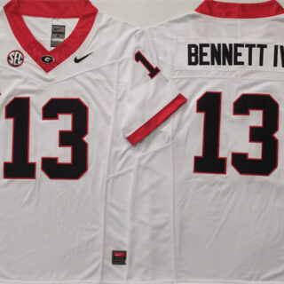 Georgia Bulldogs #13 Stetson Bennett IV White 2024 F.U.S.E Stitched Jersey