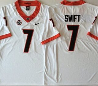 Georgia Bulldogs 7 D'Andre Swift White College Football Jersey