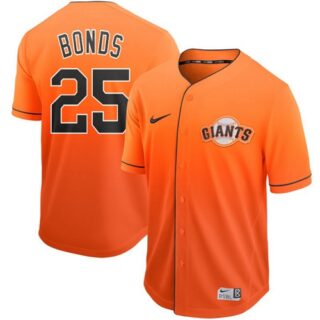 Giants #25 Barry Bonds Orange Fade Authentic Stitched Baseball Jerseys
