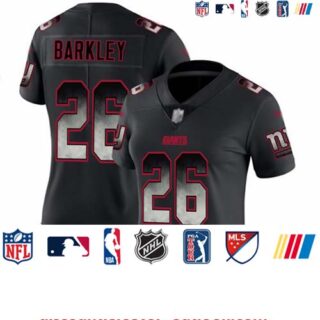 Giants #26 Saquon Barkley Black Women's Stitched Football Vapor Untouchable Limited Smoke Fashion Jersey
