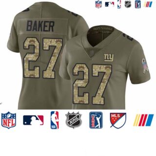 Giants #27 Deandre Baker Olive Camo Women's Stitched Football Limited 2017 Salute to Service Jersey