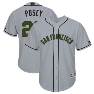 Giants #28 Buster Posey Grey New Cool Base 2018 Memorial Day Stitched Baseball Jersey