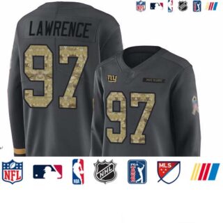 Giants #97 Dexter Lawrence Anthracite Salute to Service Women's Stitched Football Limited Therma Long Sleeve Jersey