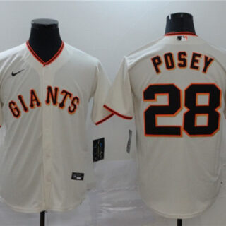 Giants 28 Buster Posey Cream 2020 Nike Cool Base Jersey