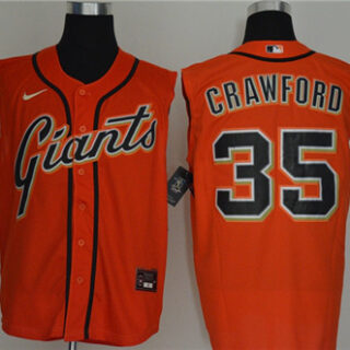 Giants 35 Brandon Crawford Orange Nike Cool Base Sleeveless Jersey